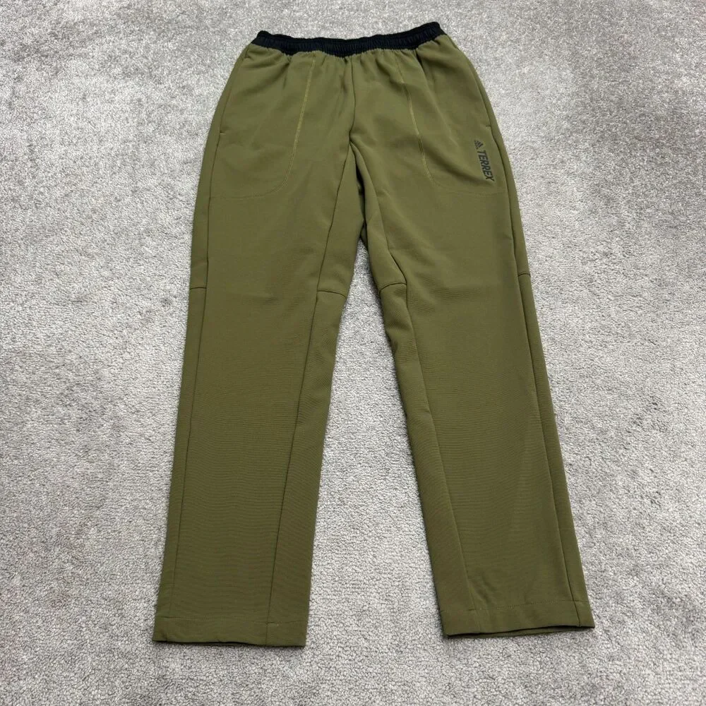 Adidas Terrex Active Track Pants Mens Small Olive Green Elastic Waist Athletic